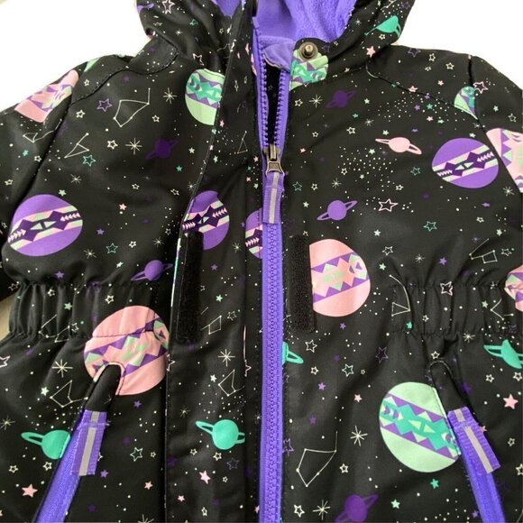 Cat & Jack Infant size 12 months Hooded Puffy Jacket Black Stars Solar System - Picture 4 of 10